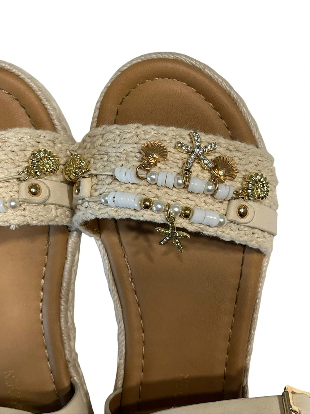 Steve Madden Girls Espadrille Sandals w/Seashell Charms - Size 1